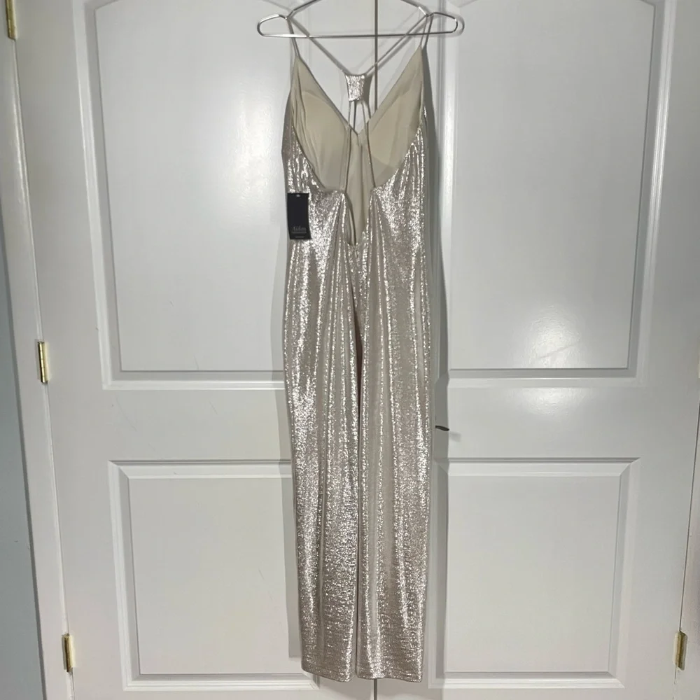 Aidan Mattox Silver Column Dress size 14 NWT - Picture 10 of 13